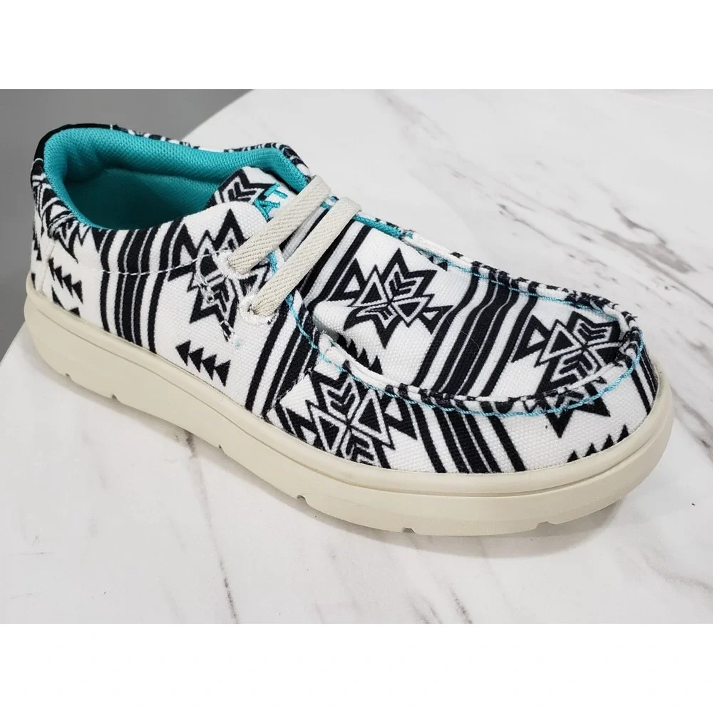 NEW WITHOUT BOX - ARIAT KIDS Youth Hilo Slip On Shoes Aztec Western‎ - Size 12